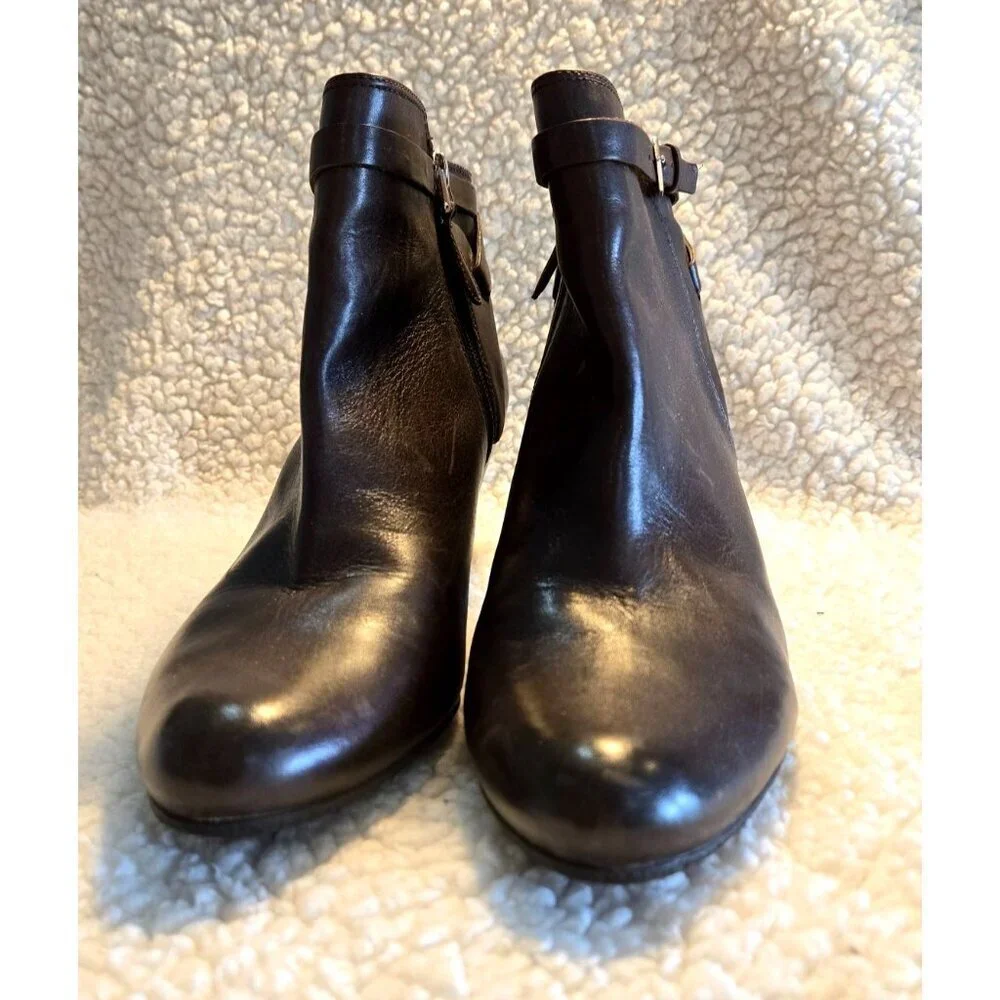 Sam Eldeman Bootie Brown Leather Sz 10M Maddox Espresso Bean Ankle Boots